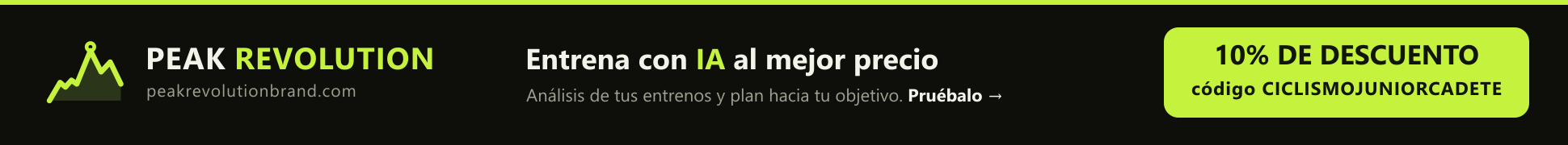 Peak Revolution — Entrena con IA al mejor precio. 10% de descuento con el código CICLISMOJUNIORCADETE